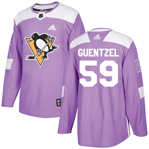 Adidas Penguins #59 Jake Guentzel Purple Authentic Fights Cancer Stitched NHL Jersey
